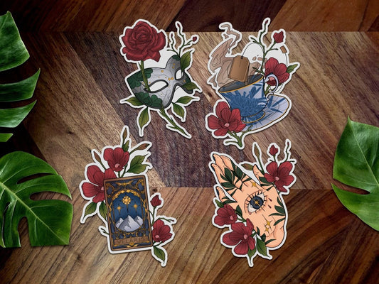 BloodAndBlossom - ACOTAR Inspired Romantasy Premium Vinyl Stickers ~ Individual/Pack ACOTAR Vinyl Stickers Flatlay