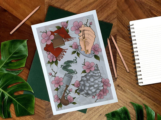 BloodAndBlossom - AOT Inspired Soldier Anime/Manga Art Print ~ A5/A4 AOT Anime Art Print, Front Side