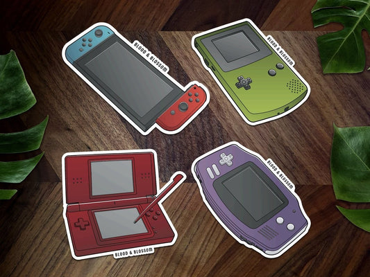 BloodAndBlossom - Handheld Console Premium Vinyl Stickers ~ Individual/Pack BloodAndBlossom - Handheld Console Stickers ~ Nerd Die Cut Sticker ~ Video Game Console Decal ~ Geek Inspired Laptop Sticker ~ Team Red